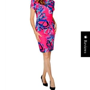 Frank Lyman Design Pink and Blue Midi Dress